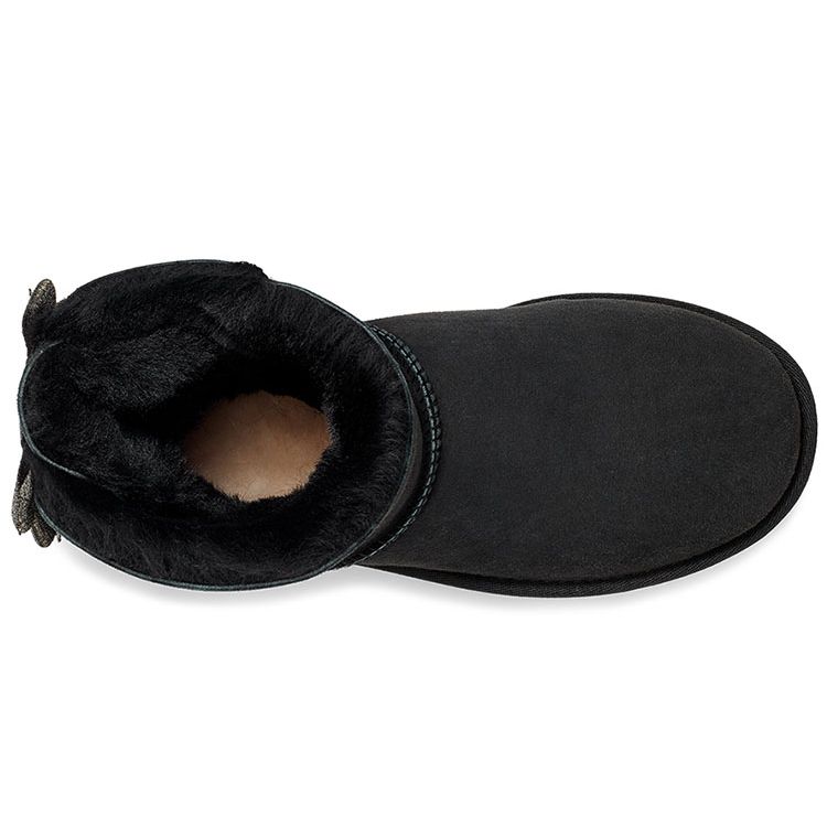 UGG Bailey Замшевые Теплые Baily Bow Флисовые Короткие Зимние Сапоги Женские сапоги Черные 1120884-BLK