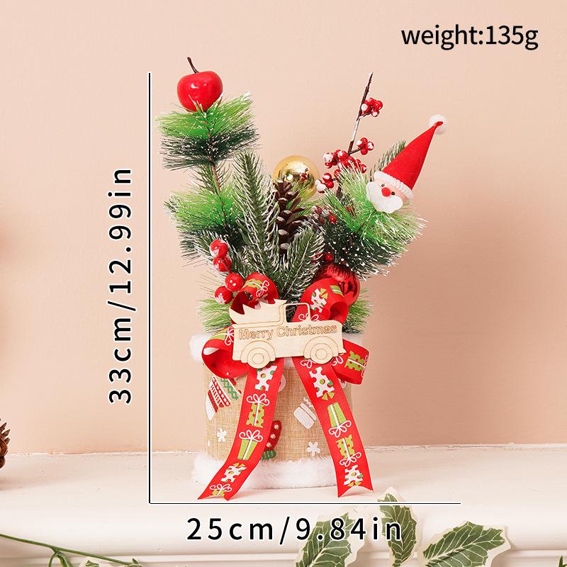 35CM Mini Christmas Tree Ornament Potted Plant for Holiday Decoration