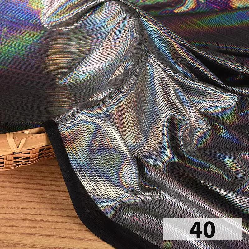 1x1.45 Meter Metallic Gliter Soft Fabric Shiny Gold Silver Fashion High Stretch Bright Silky Cloth for Diy Sewing Dress Fabrics