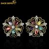 Винтажные цветочные красочные циркониевые двухцветные серьги для женщин, подарки на годовщину свадьбы