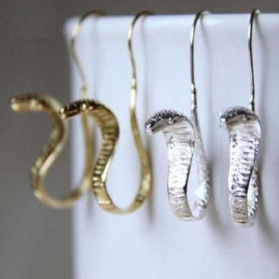 Винтажные женские резные серьги-крючки с подвеской в виде змеи и кобры, ювелирные изделия