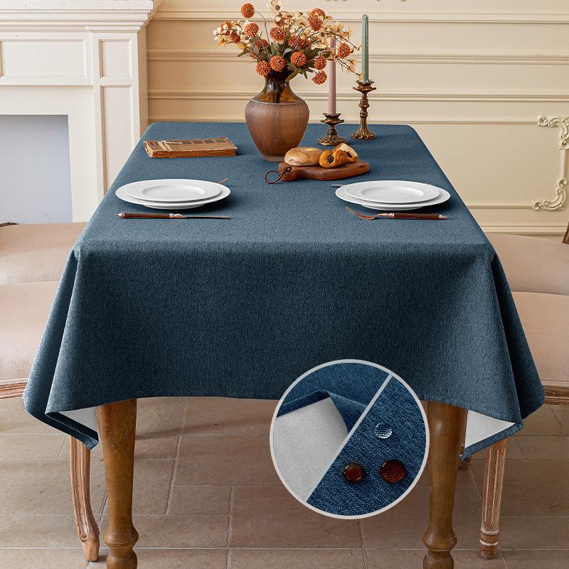 Faux Linen Rustic Reusable Rectangular Table Cloth Cover for Dining Waterproof Waterproof No-wash Dust-proof Coffee Table Cloth