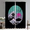 Japanese Waves Home Interior Curtains for Living Room Curtain Tulle for Bedroom Partition Halloween Decoration Shades Kitchen
