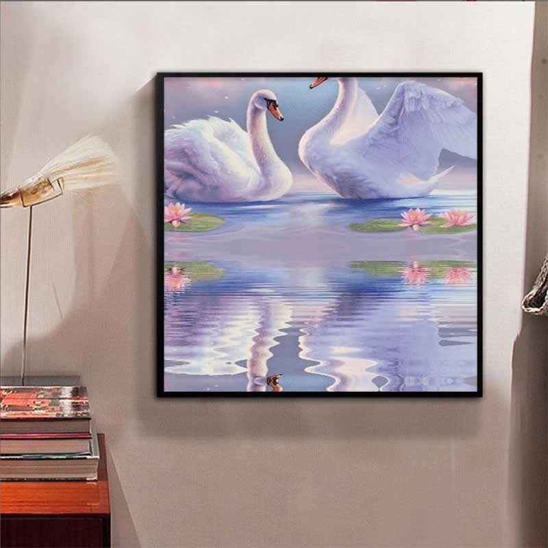 New Arrival 5D DIY Full Circle Diamond Painting "Pink Swan" Embroidery Cross Stitch Home Decor Gift