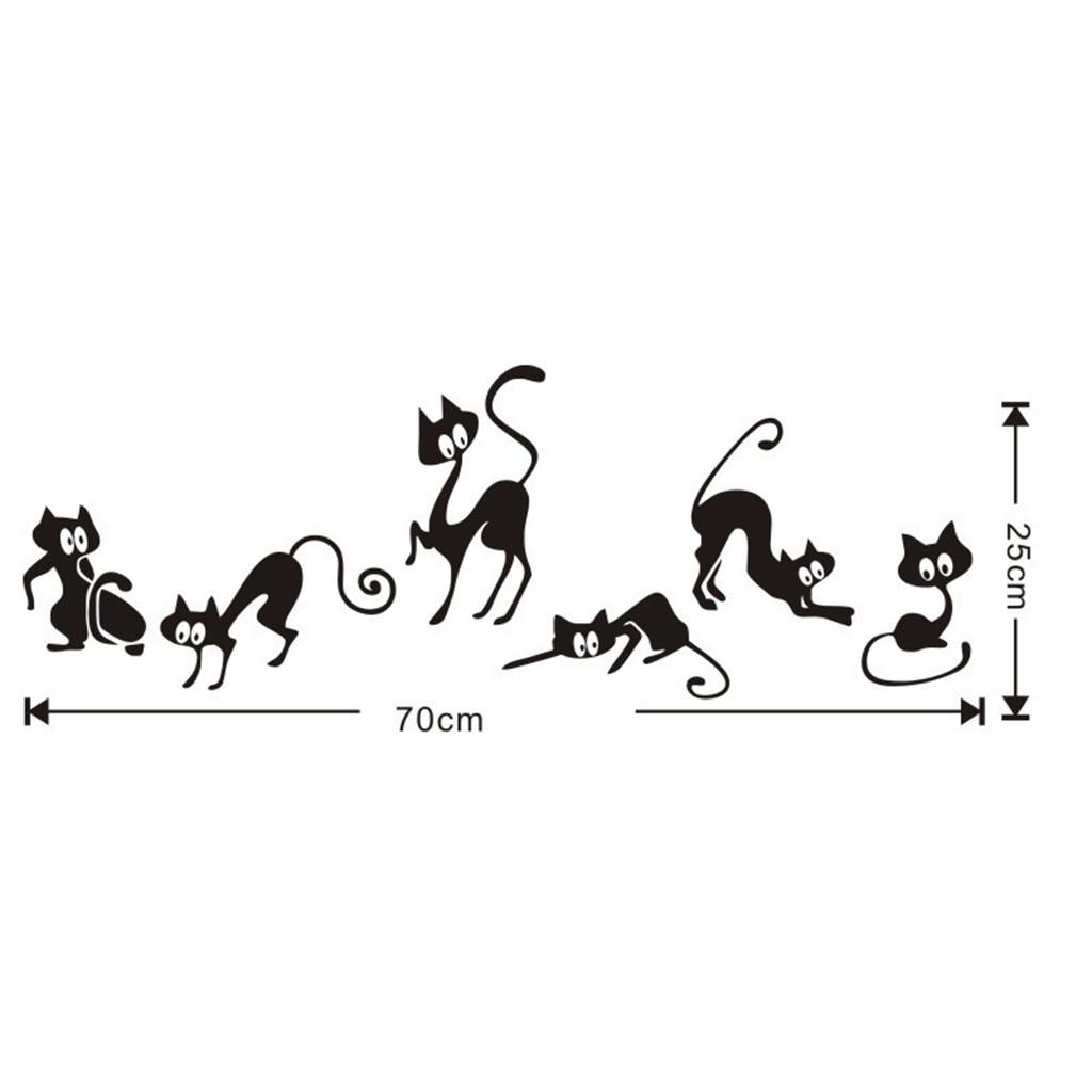 Six Cat Animal Family Room Window Wall Mural Decorative Decal Detachable