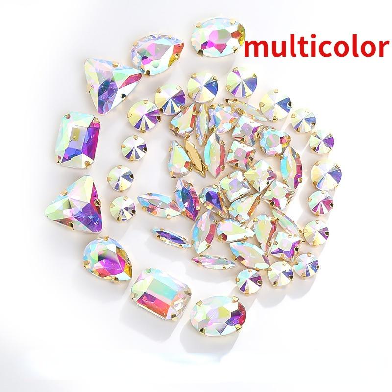 50 шт., пришивные стразы с когтями, хрустальные стразы с плоской задней частью, металлические зубцы, стразы, акриловое стекло, швейные драгоценные камни