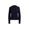 Polo Solid Color Cable Knit Sweater Women Tops Navy-Blue 200861975-002