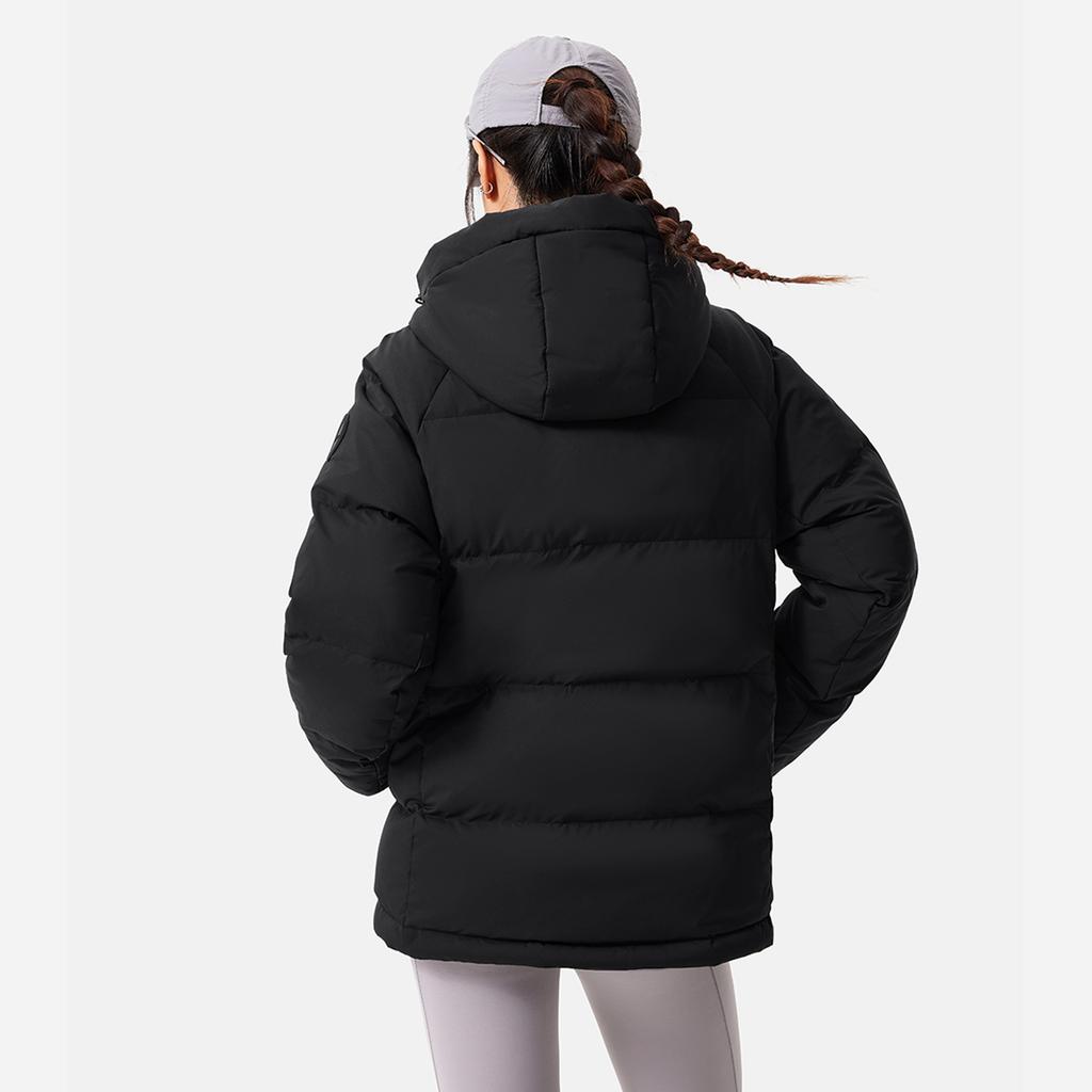 Li-Ning Fitness Series Water-Resistant Solid Color Raglan Casual Versatile Cold-Resistant Hooded Zipper Winter Down Jacket Women Outerwear AYMU108-7