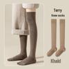 Женские чулки выше колена BONAS - Теплые, Нескользящие, Не сдавливающие, Толстые махровые для осени/зимы.