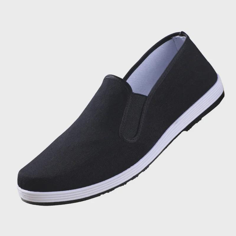 Мужские черные туфли без застежек Old Beijing из ткани с подошвой из коровьих сухожилий