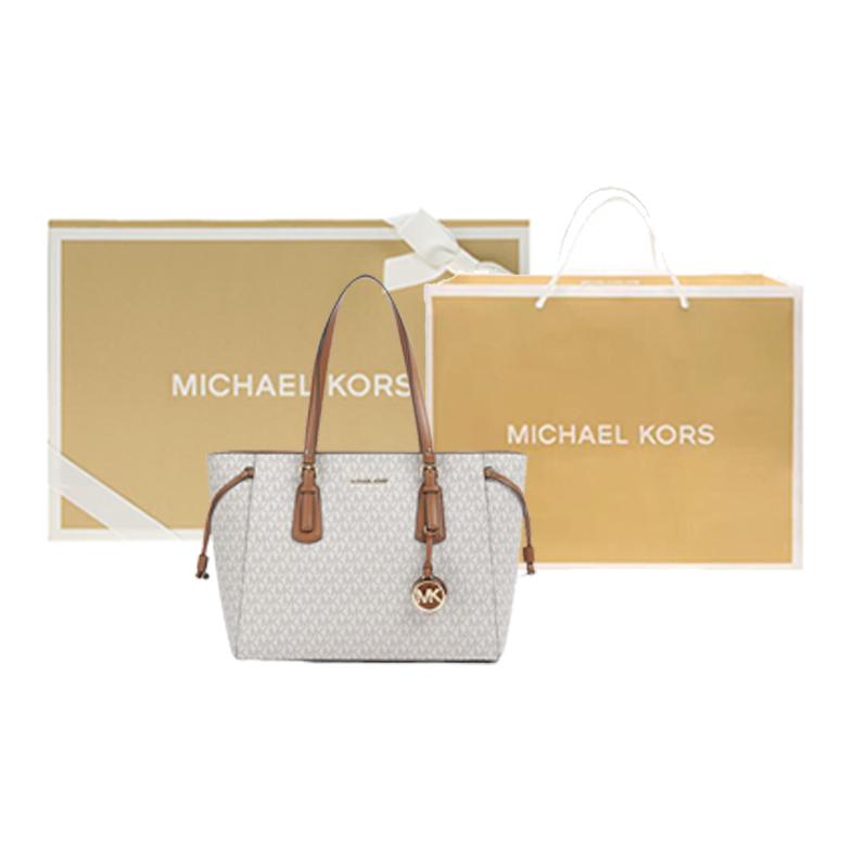 New MICHAEL KORS Voyager Artificial Leather Tote Bag, Shopping Bag, Shoulder Bag Medium Women's Vanilla White 30F8GV6T2B-150
