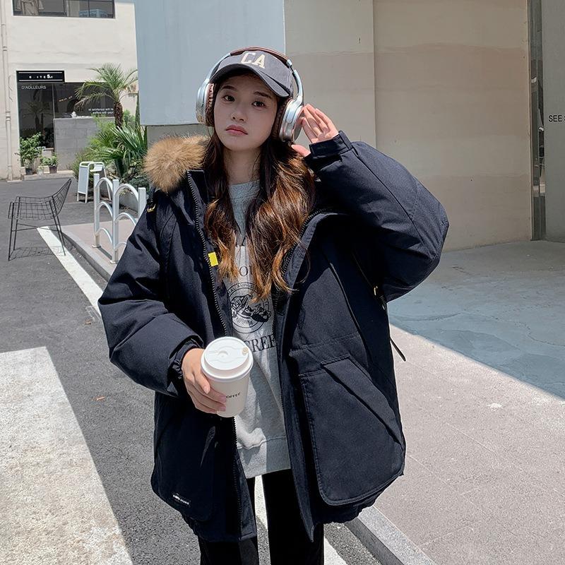 Зимнее новое пальто-инструмент для студенток, утолщенное универсальное пальто-пирог, чтобы противостоять волне, с капюшоном и меховым воротником, хлопковая одежда