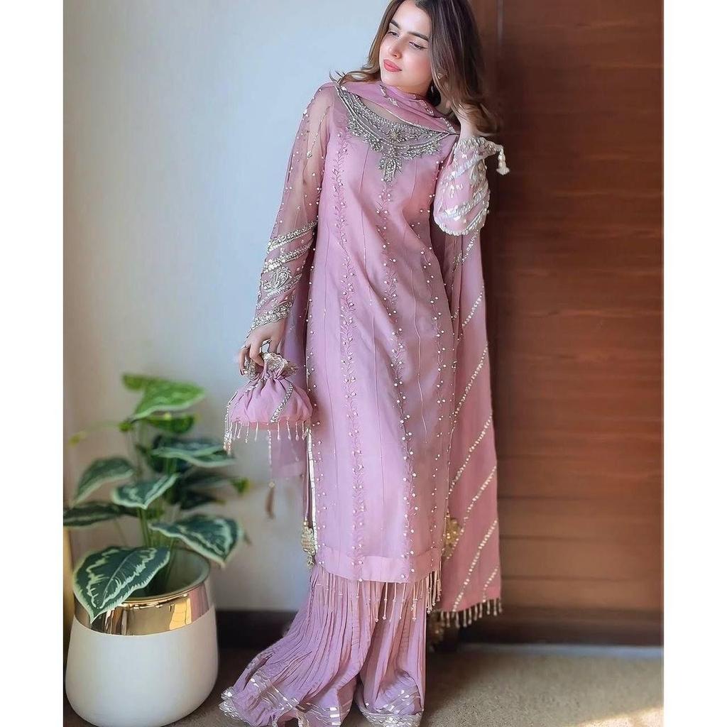 Представляем новый дизайнерский праздничный наряд: чистый тяжелый искусственный жоржет топ, палаццо и дупатта