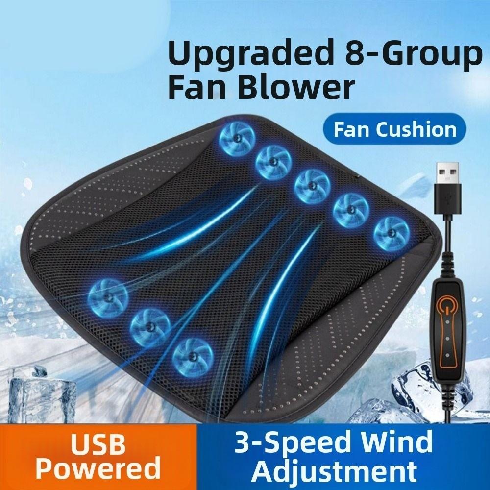 with 8/5 USB Fans Car Ice Silk Seat Cushion Fast Blowing Car Seat Cooling Pad Office Chairs