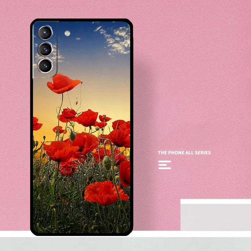 Poppy Flower Bloom Phone Case For Samsung Galaxy S25 S26 Ultra S20 S21 S22 S23 S24 S10 Plus S25 FE Cover Coque