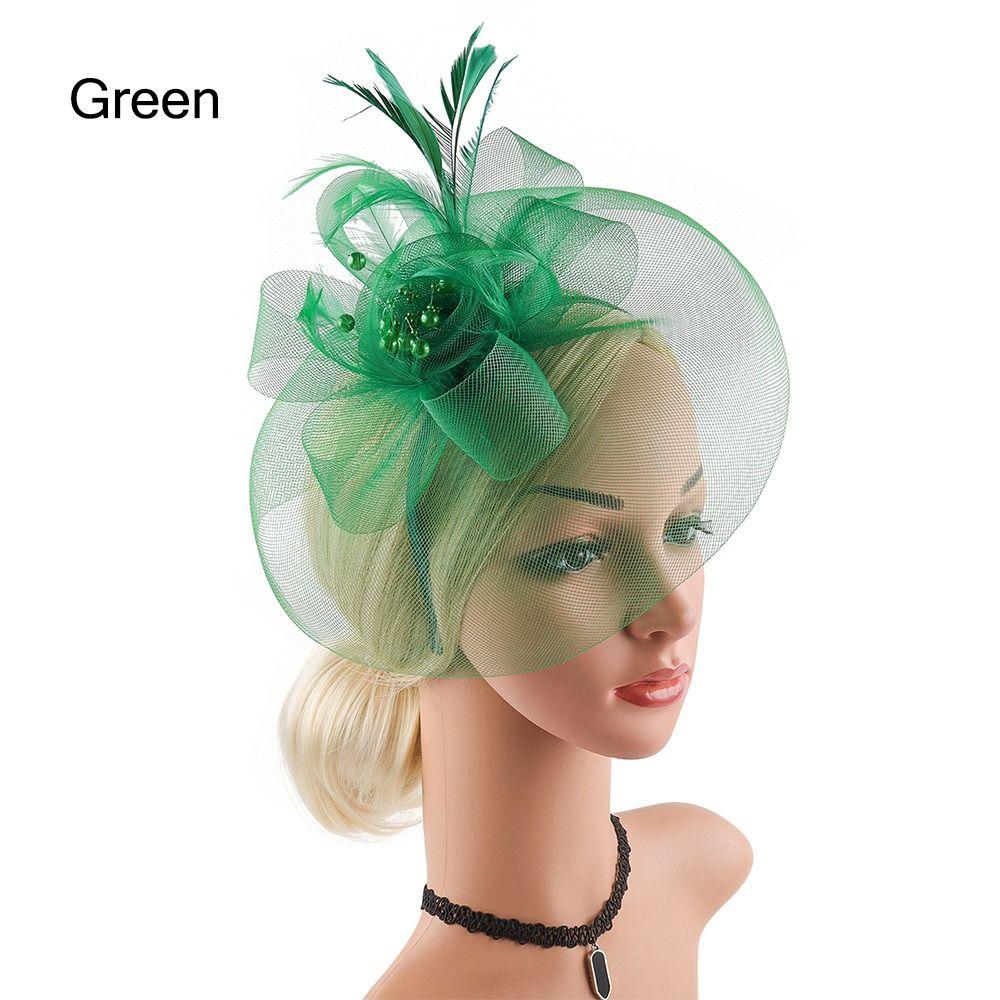 Church Kentuck-y Derby Pearl Mesh Flower Feather Fascinator Hat  for Women