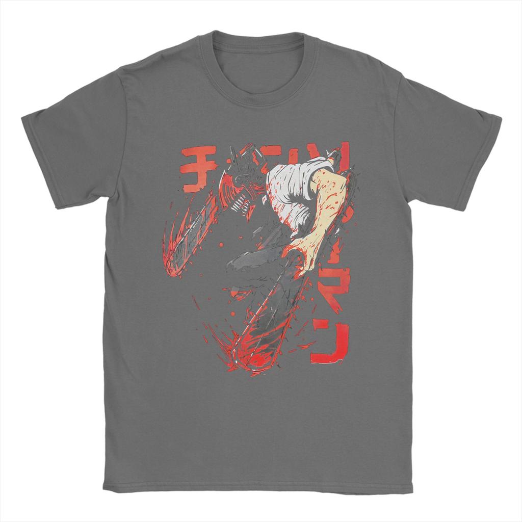 Men's T-Shirt Chainsaw Man Denji Novelty Cotton Tees Short Sleeve Manga Anime Chainsawman T Shirts Round Collar Tops Plus Size