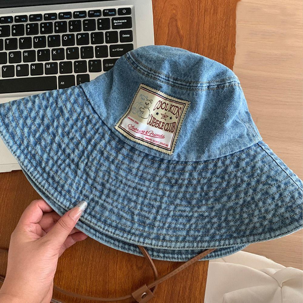 Big Brimmed Jeans Fisherman Hat Wide Wings Sunscreen Hat Sweet Denim Bucket Hat  Climbing