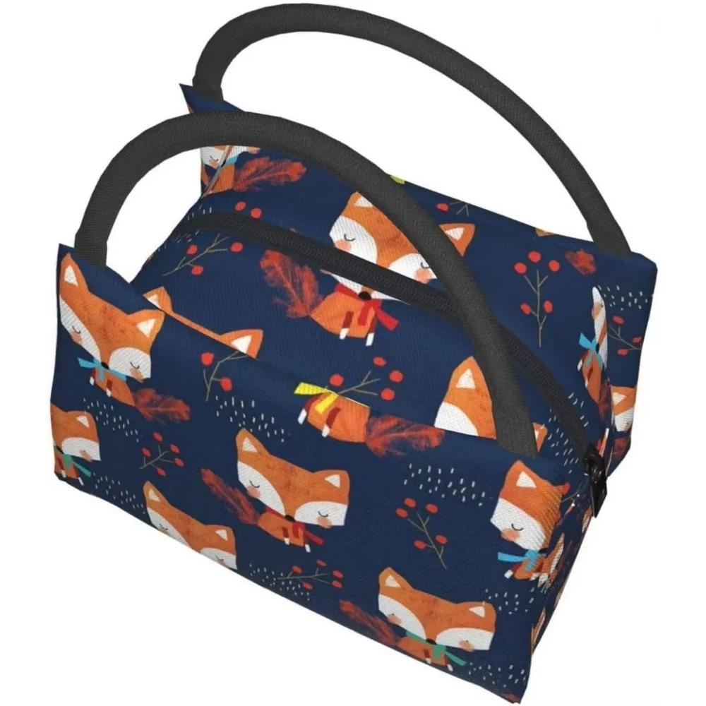 Портативная изолированная сумка для обеда с милым рисунком лисы, водонепроницаемая сумка-тоут Bento для женщин, детей, офиса, школы, походов, пляжа, пикника, рыбалки