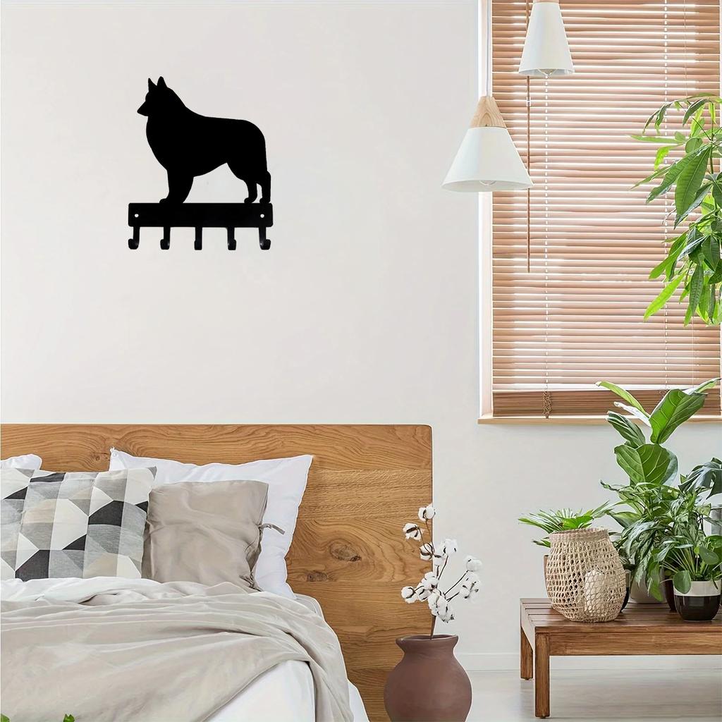 1 шт. Вешалка для ключей и поводка для собак породы бельгийский тервюрен - 9 дюймов в ширину, металлическое настенное искусство, крючки, держатель для ключей, вешалка для ключей, вешалка для полотенец