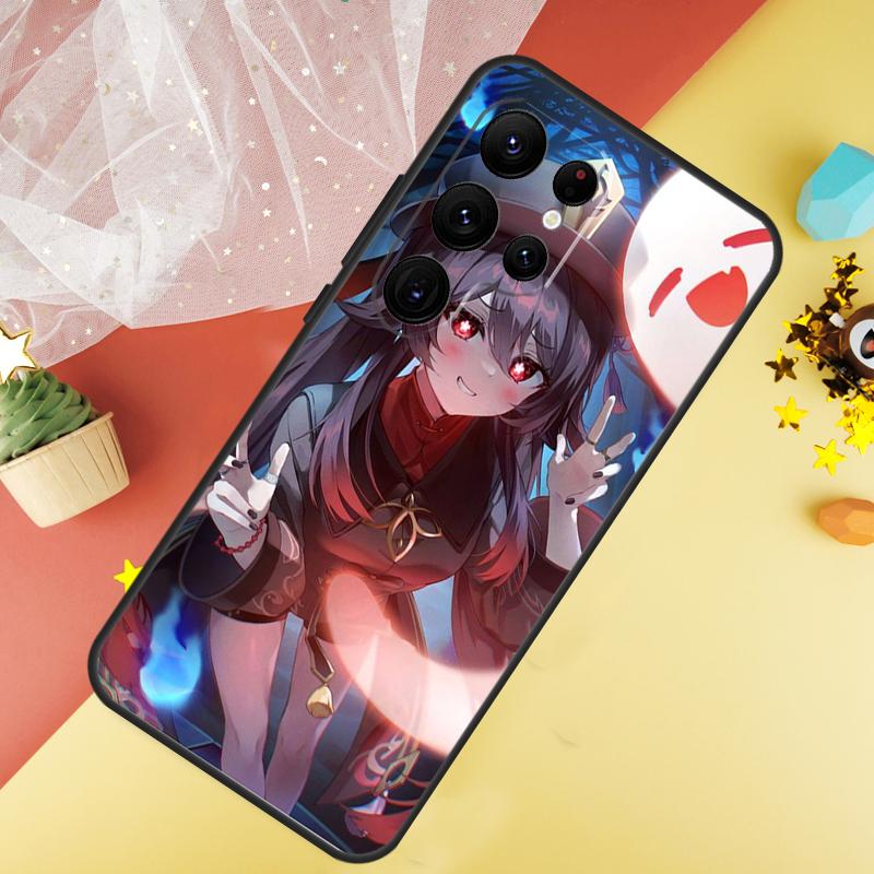 Чехол для телефона Genshin Impact Чжун Ли Ху Тао Для Samsung Galaxy S26 S25 Ultra S23 S21 S20 S22 S24 FE S10 Plus Чехол Coque