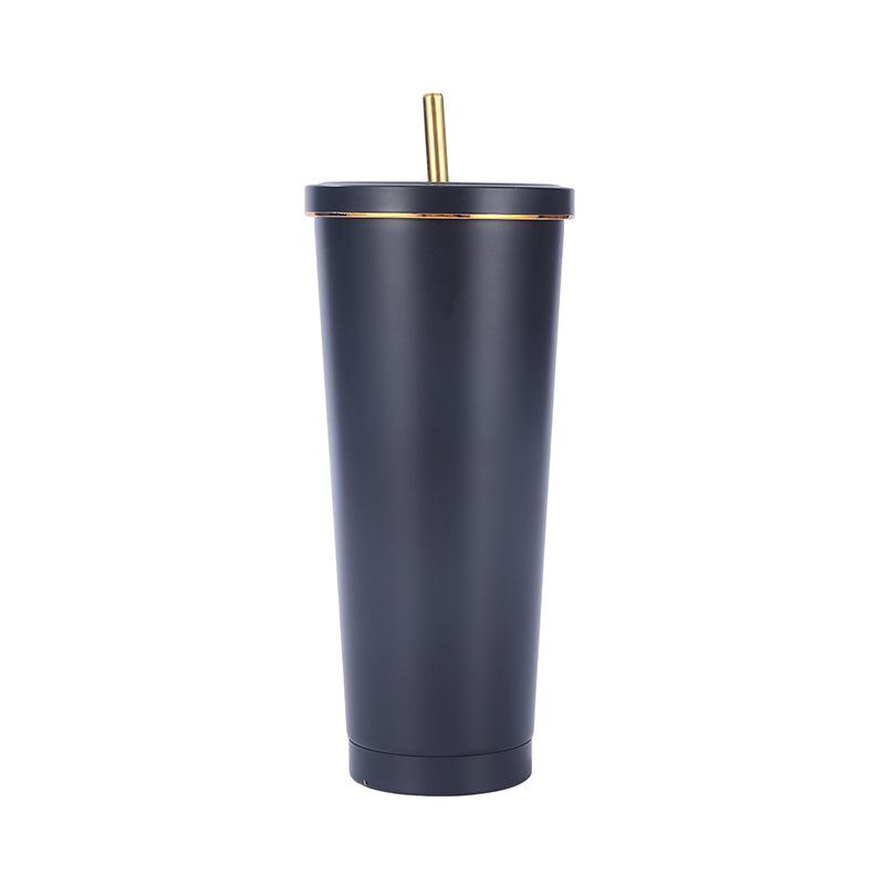 500/750ml Stainless Steel Mug with Straw Reusable Flask Metal Coffee Milk Water Bottle Office Portable Large Capacity Thermos