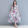 New Elegant Floral Fashion Dress Women's Summer Fashion Cover Belly Slim Long Flowing Dress Beach Skirt.