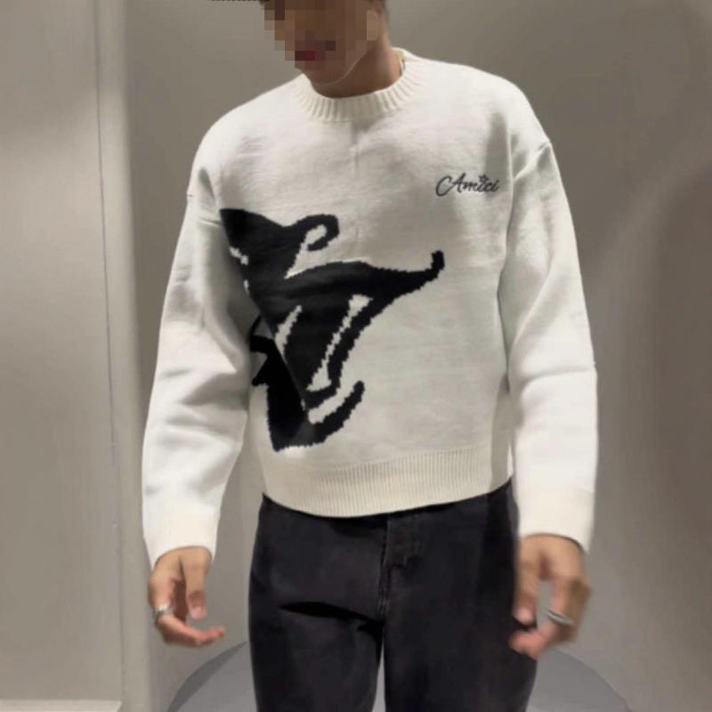 Осень и Зима С круглым вырезом Свободный узор Вышитый Y2K Уличный Персонализированный свитер для мужчин и женщин
