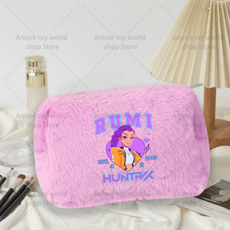 Kpop Demon Hunter Girls Women Plushes Cosmetic Bag New Makeup Bags Ladies Travel Organization Pouch Pink Pencil Case Gift