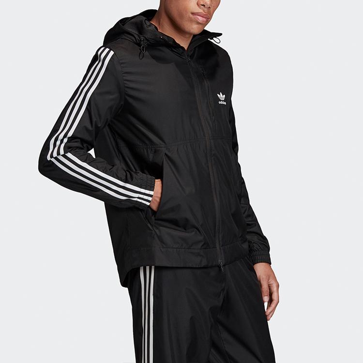 Adidas Оригиналы Трилистник Lock Up WB Полная молния Повседневная спортивная толстовка с капюшоном Мужские топы Черный FM3815