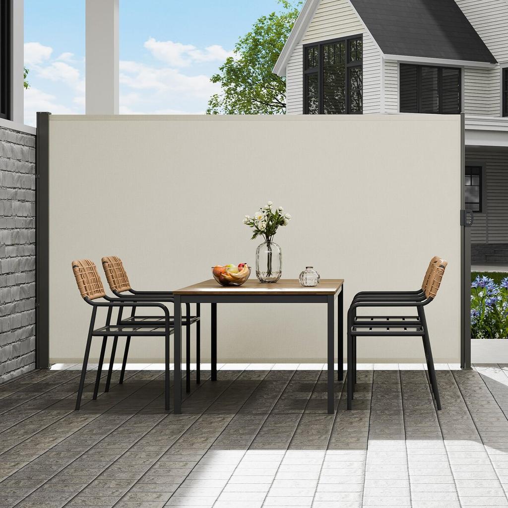 Retractable Side Awning, 71''x 138'' Outdoor Privacy Screen, 180g Polyester Water-proof Retractable Patio Screen, UV 30+ Room Divider Wind Screen for
