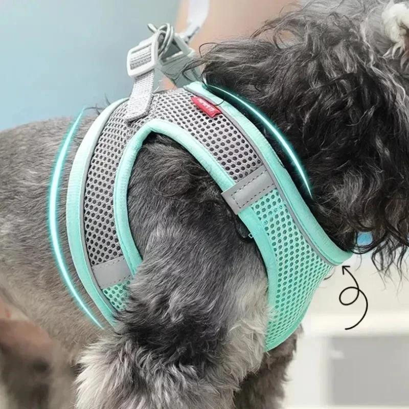 Breathable Reflective Pet Harness and Leash Set for Small Medium Dogs Cats Anti-Escape Adjustable Puppy Vest Outdoor Walking
