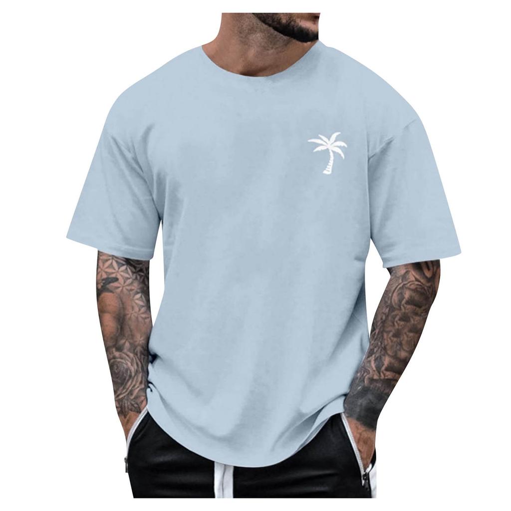 Men's Round Neck Short Sleeve Loose Summer Tops Fashion T-Shirt With Graphic Creative Letters Retro Print Street Sports Casual Tops