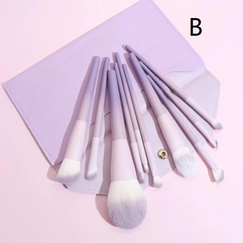 10Pcs Purple Makeup Brush Set Full Set of Beauty Tools Loose Powder Brush Eye Shadow Brush Concealer Brush