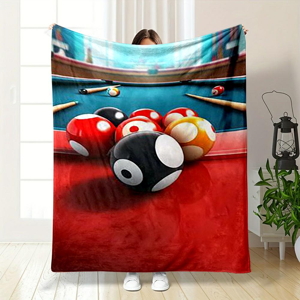 Billiard Balls and Cue Sticks Design Blanket Flannel blanket for bedroom, living room, sofa, and nap sofas.