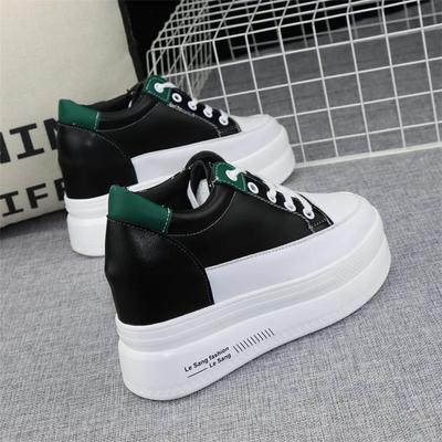 Модные черные туфли на скрытой платформе 10 см, женские, осень 2024, новый стиль, тонкие белые туфли, кроссовки на толстой подошве, повседневная обувь