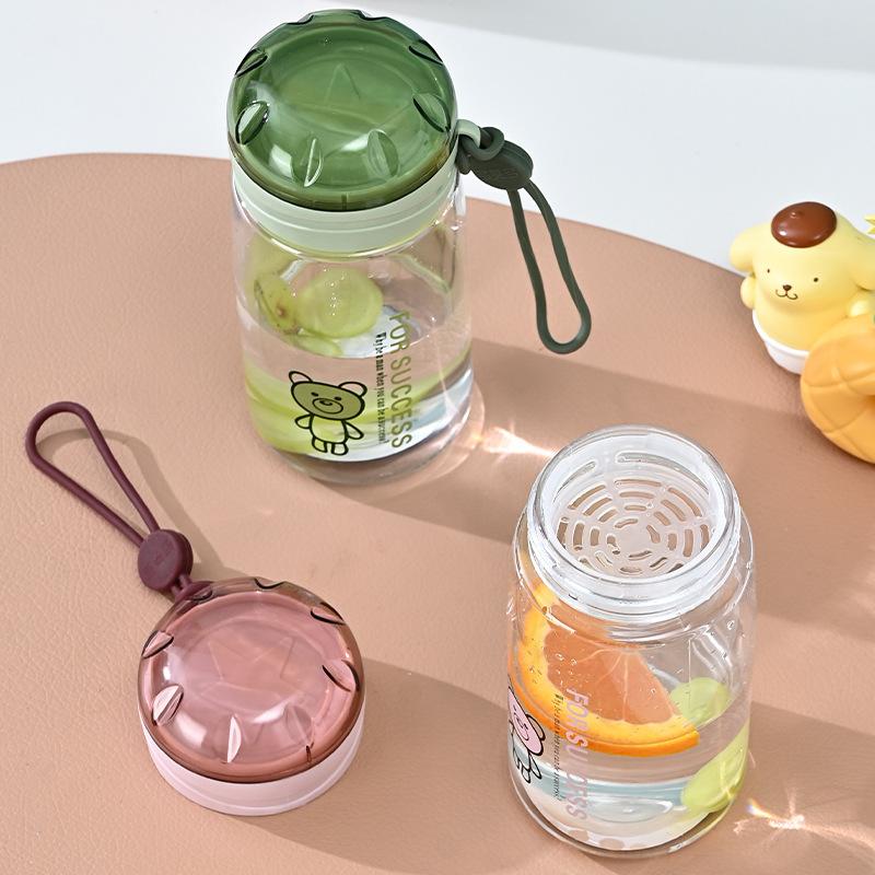 Water bottle plastic cup large capacity female student Korean cute water cup high value easy cup with scale anti-drop cup