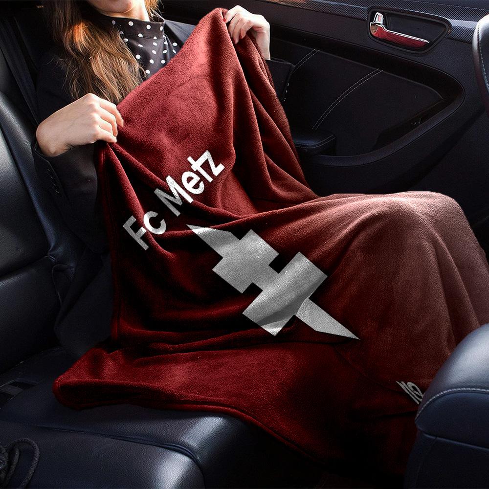 Metz Football Club Flannel Blanket, Soft Polyester, Modern Design, All-Season for Camping, Travel, Gifts for holidays or birthdays