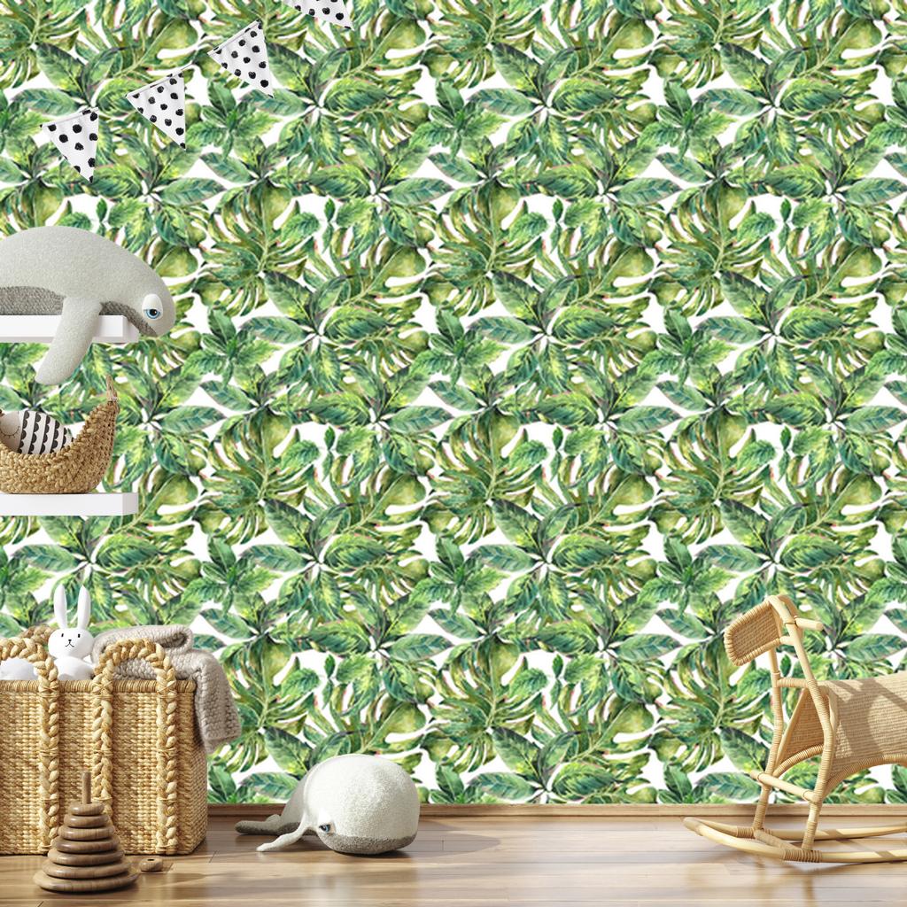 Beautiful watercolor leaves wallpaper for living room and bedroom 50x1000