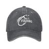 Men Retro FishingThemed Baseball Adjustable Dad Hat with Fishing Rod  Fish Print Suitable for Fishing Trips Outdoor Activiti