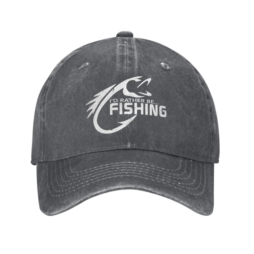 Men Retro FishingThemed Baseball Adjustable Dad Hat with Fishing Rod Fish Print Suitable for Fishing Trips Outdoor Activiti