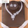 Stonefans Цирконий Цветы Ожерелье И Серьги Комплект Ювелирных Изделий Для Женщин Новая Мода Нигерия Стразы Праздничный Комплект Ювелирных Изделий Подарочный