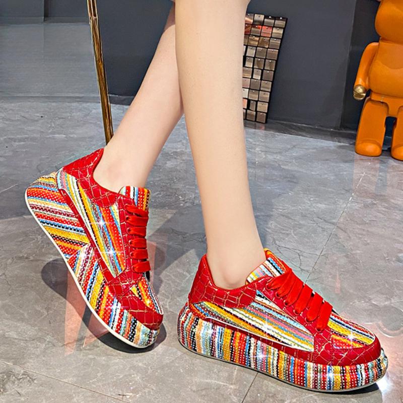 Красочные туфли для спорта со стразами «Звездное небо» для женщин, на толстой подошве, сетчатые, удобные, дышащие