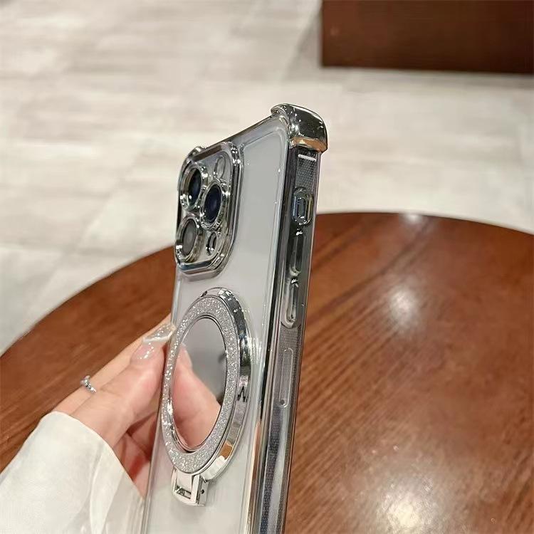 Подходит для чехла для мобильного телефона iPhone17/16 15promax с магнитной защелкой 16pro с держателем-зеркалом 1413 противоударный защитный чехол