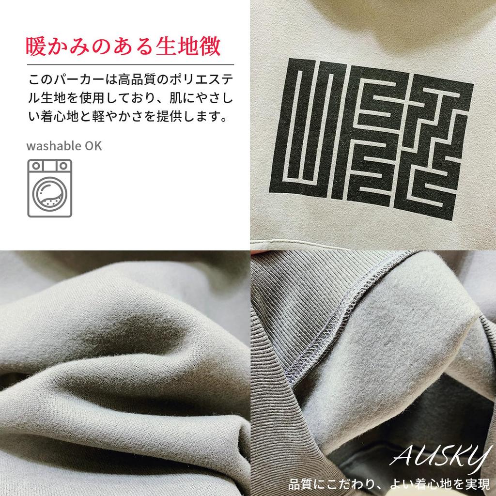 AUSKY Long Sleeve Warm and Top with Logo Loose Perfect for and Spring Women's Fleece-Lined Hoodie, Pullover, Cold-Wearing Print, Fit, Fashionable,