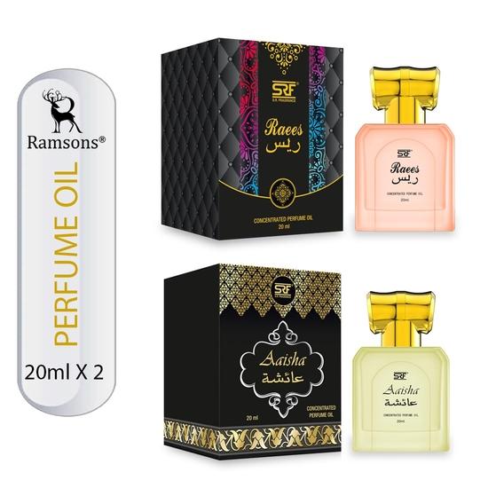 Концентрированное парфюмированное масло Ramsons SRF Aaisha и SRF Raees (Упаковка 2 x 20 мл) | Безалкогольный |Аттарный парфюм с шариковым стержнем
