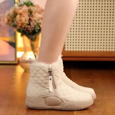 Зимние короткие зимние сапоги из искусственной кожи с мехом для женщин, большие размеры, на молнии, плюшевые, с толстой подошвой, хлопковые сапоги 35-40