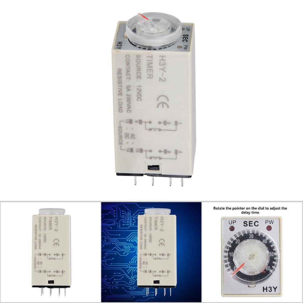 H3Y 2 Power On Time Relay Pointer Control Delay Timer 8 Pin 12VDC (60S)