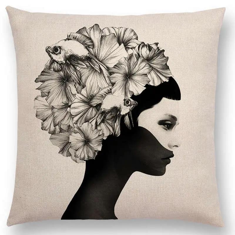 New Black White Style Wonder GirlSofa Pillow Case Elegant Lady Miracle Beauty Portrait Noble Mind Gorgeous Ideas Cushion Cover