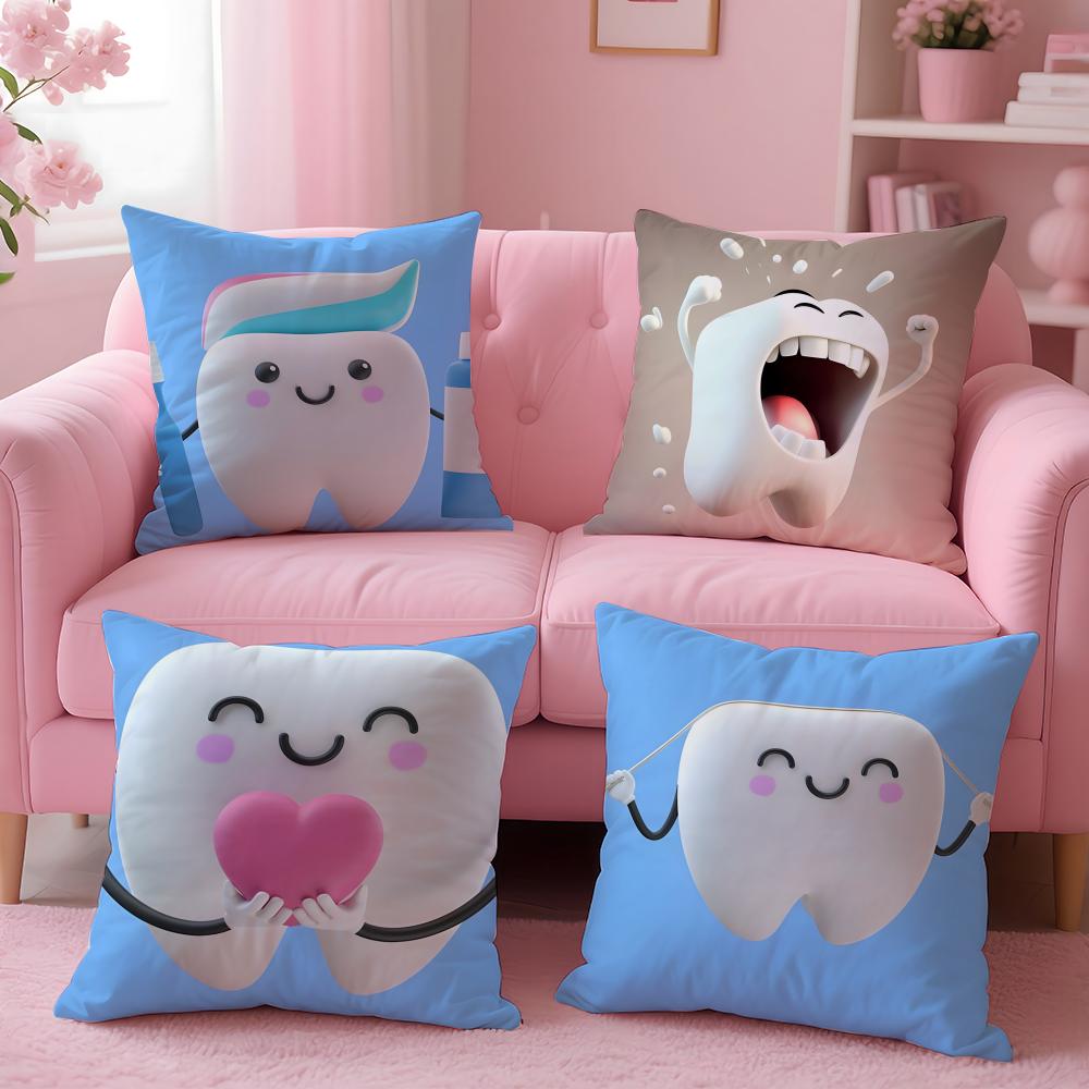 Cartoon Funny Teeth Anime Cushion Cover Pillow Case Soft Skin Friendly Fabric Concealed Zipper